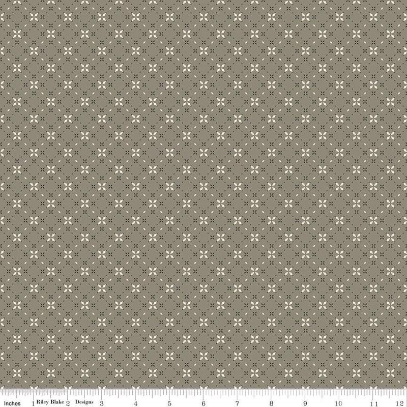 Fabric Riley Blake Green Geo Floral Evening on the Prairie by the Quarter Yard C16749-GREEN