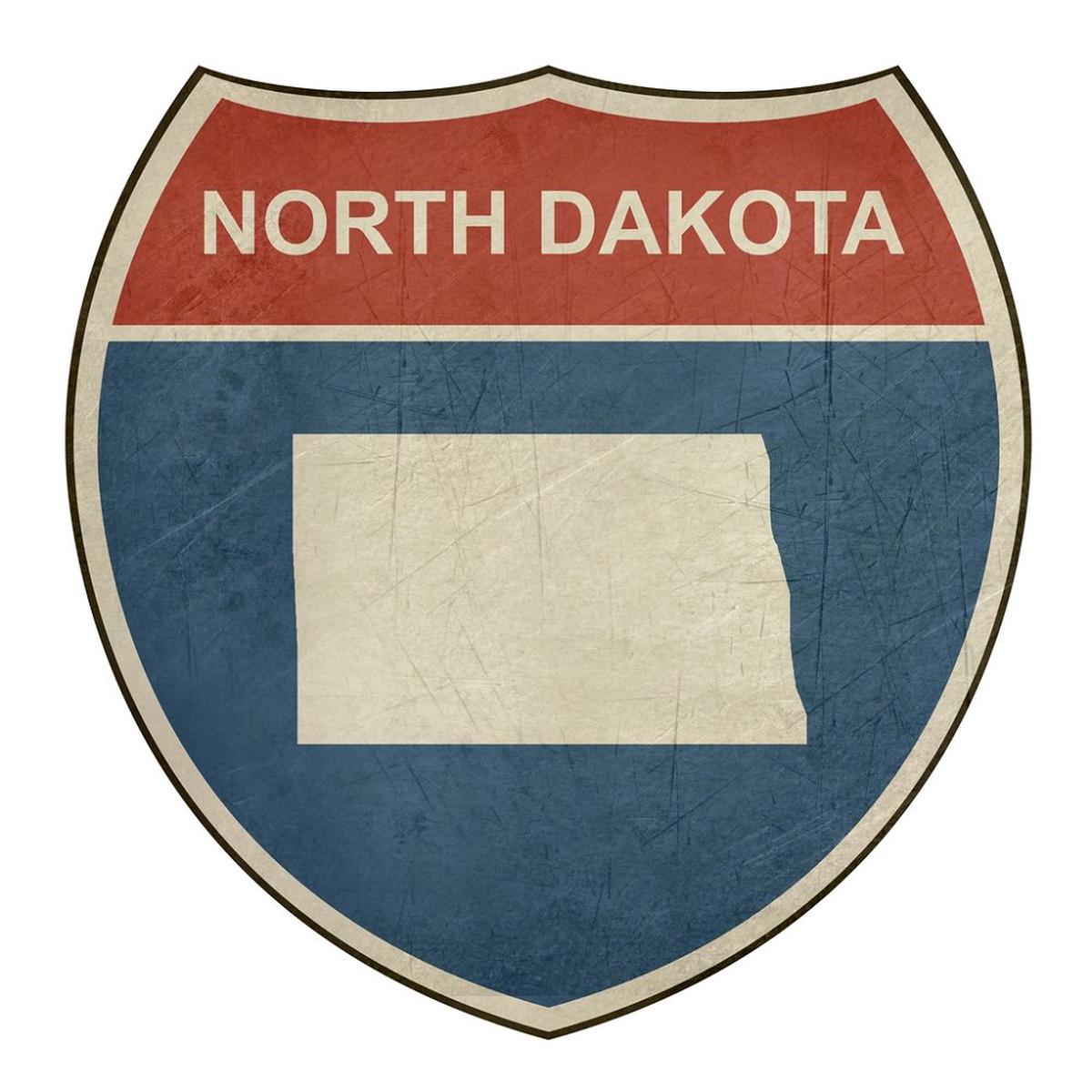 Grunge Highway Sign Fabric Panel - North Dakota