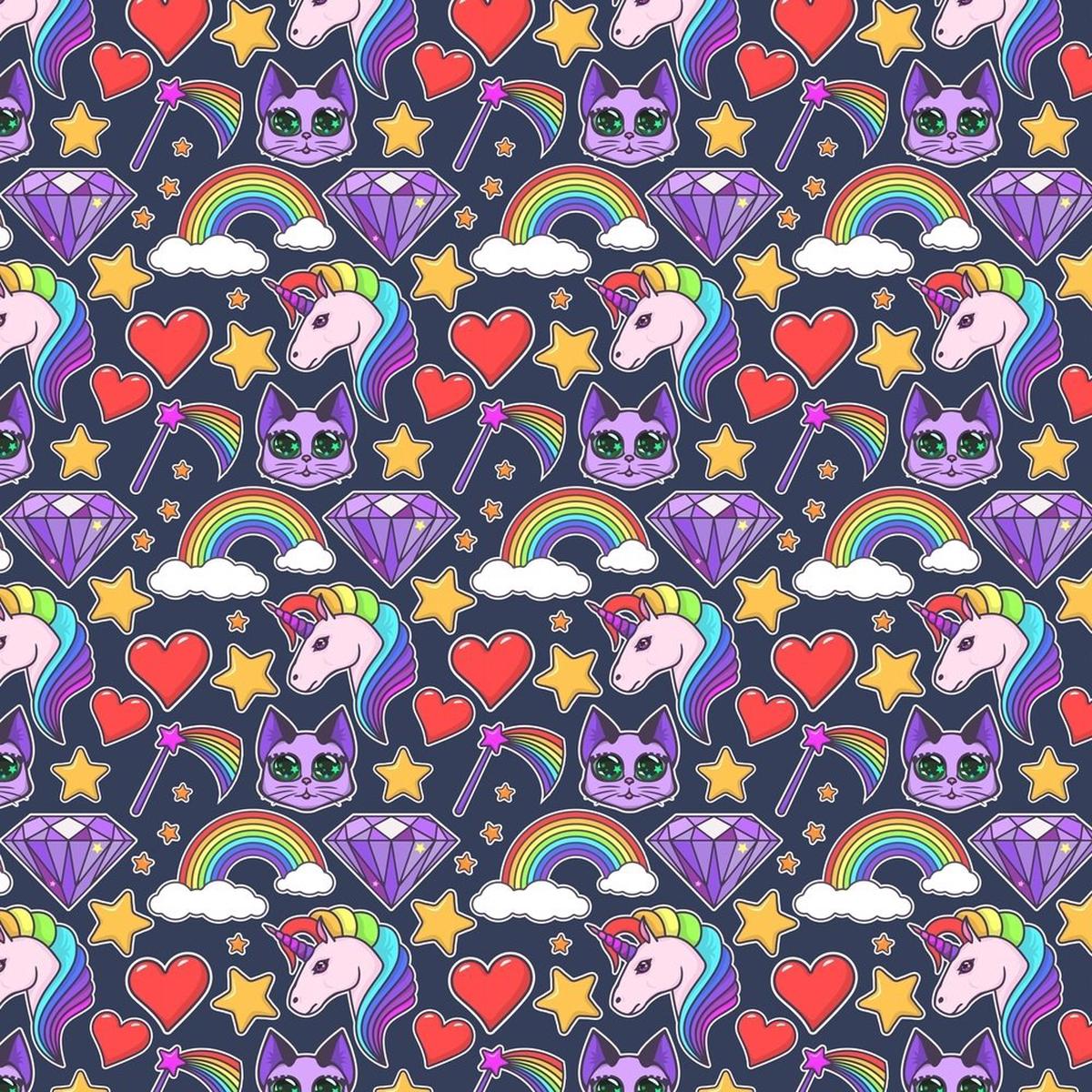 Magical Cartoon Fabric - Navy