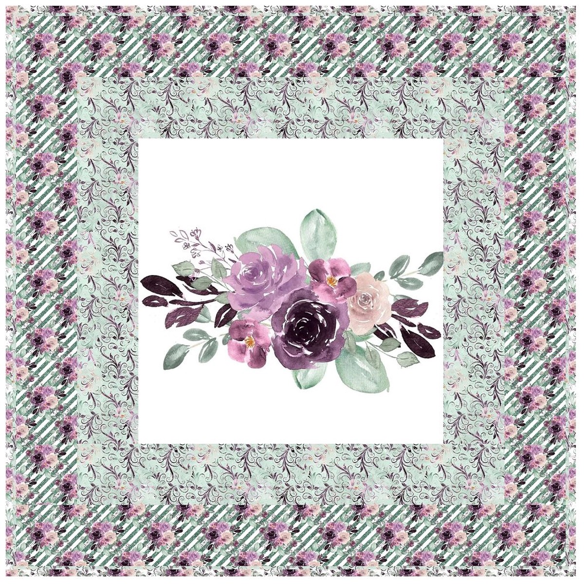 Sangria Mint Dreams Floral Wall Hanging 42 x 42