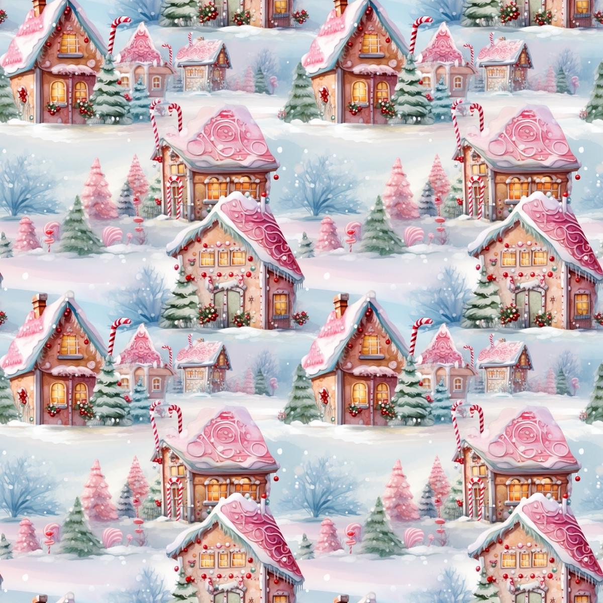 Vintage Pink Christmas Pattern 5 Quilting Cotton Fabric