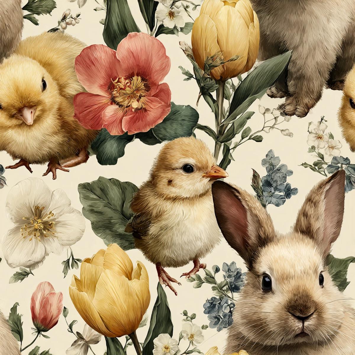 Watercolor Happy Easter Pattern 3 Quilting Cotton Fabric