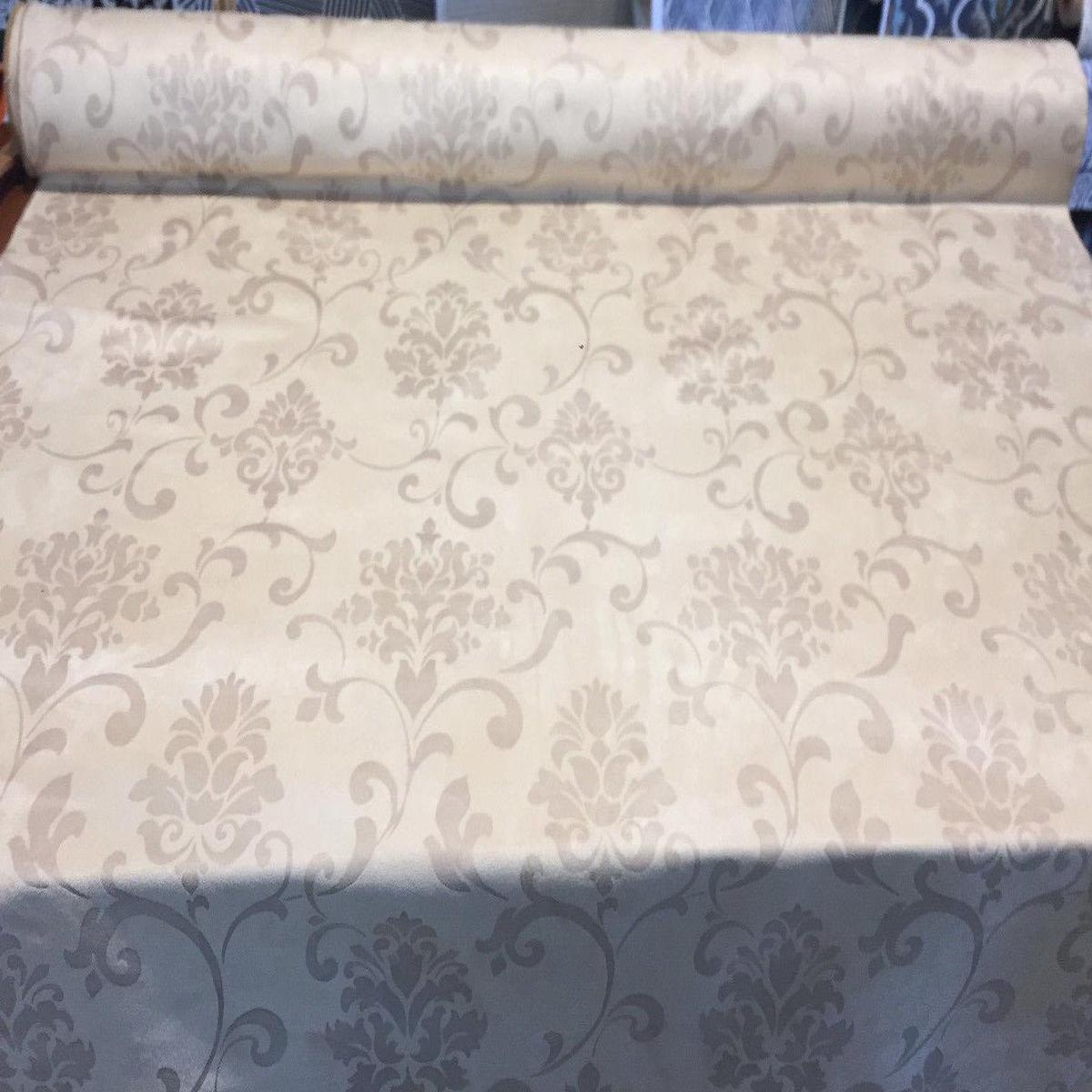 Damask Embossed French Cream Suede Fabric by the yard