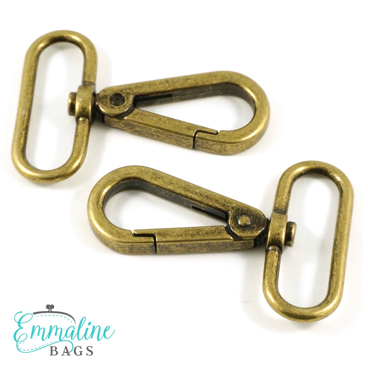 Emmaline Bags Swivel Snap Hook Flat Hook Profile 1-1/2 (38mm) in Antique Brass
