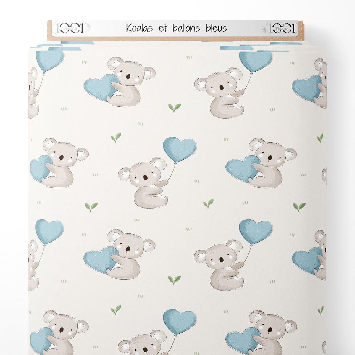 Tissu - Koalas et ballons bleus