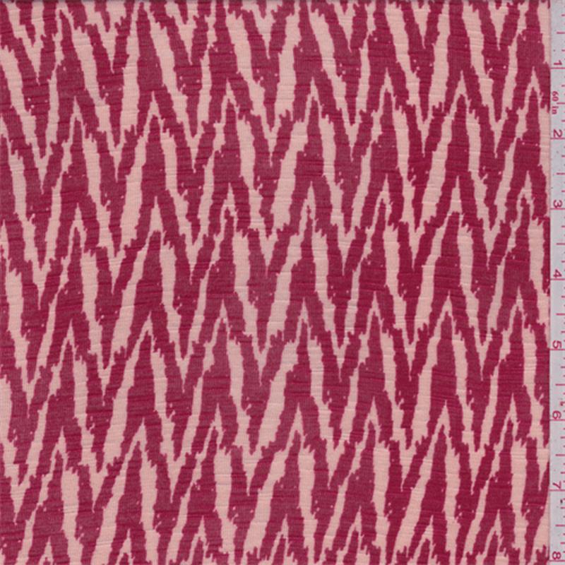 4 5/8 YD PC-Beige/Red Flamestitch Jersey Knit Fabric