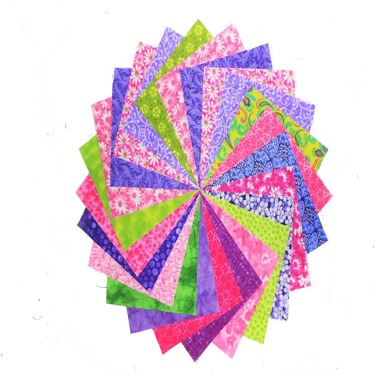 80 5" Quilting Fabric Squares PURPLE & PINKS & GREENS