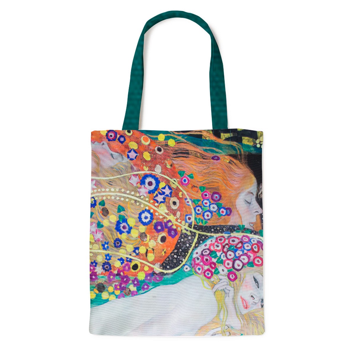 Cotton Tote Bag with Lining: Gustav Klimt - Water Serpents 2