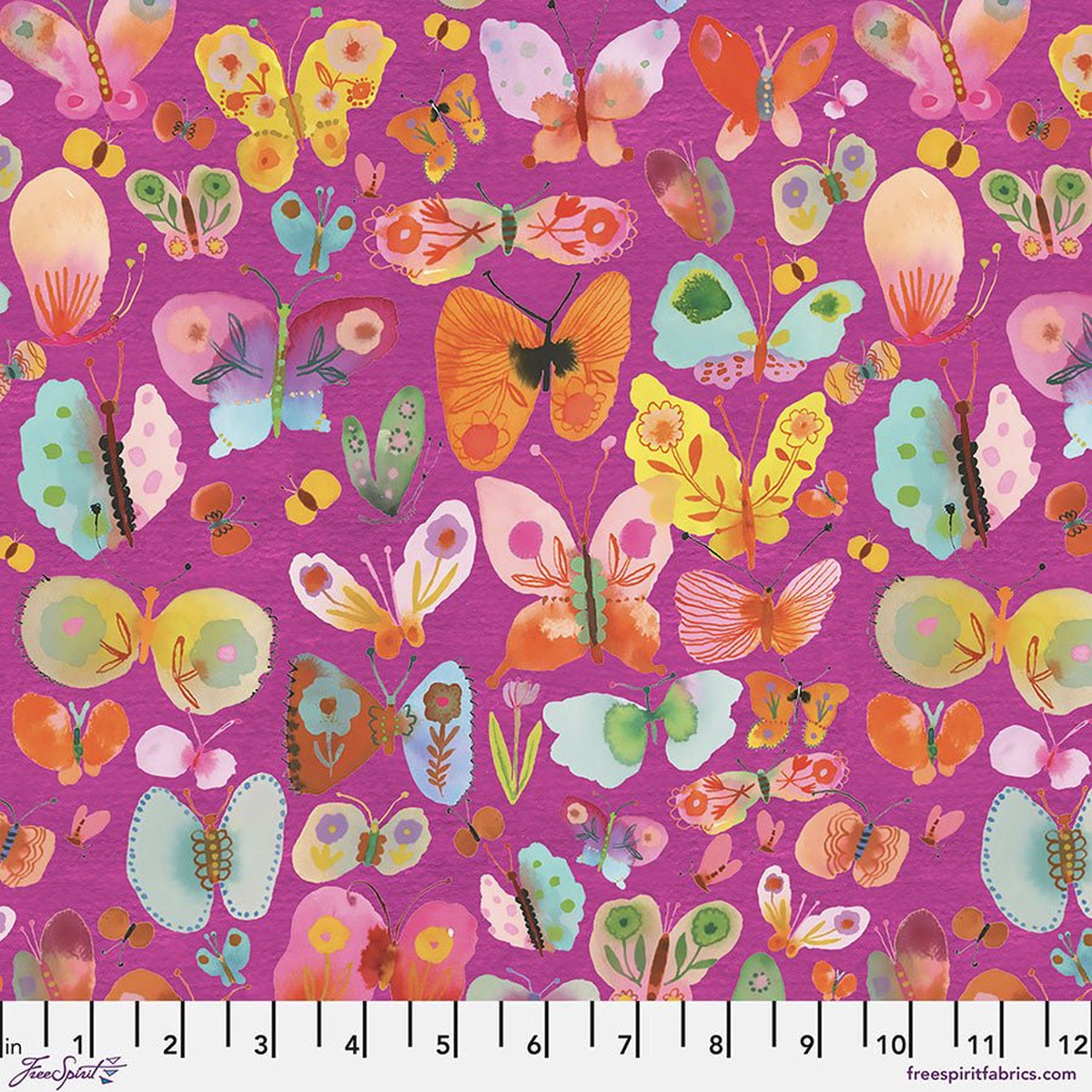 Magenta Butterflies Delight Sweet Somethings for FreeSpirit (14 yard)