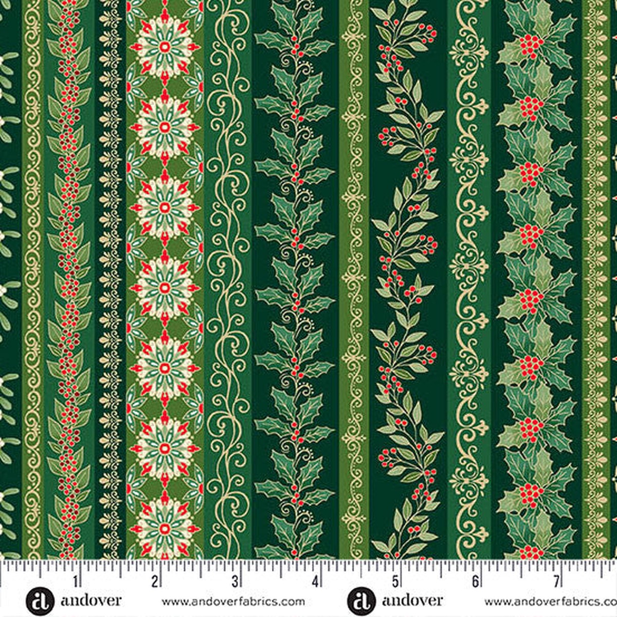 Adorn Garland Stripe Green 44"/45" Cotton Fabric Per Yard