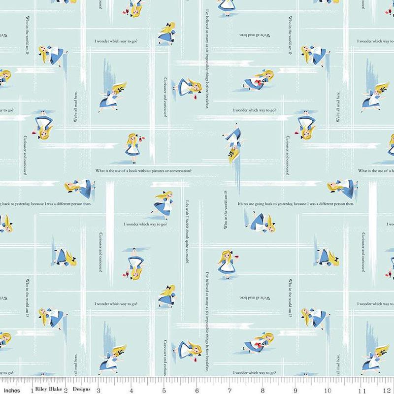 Down the Rabbit Hole by Jill Howath Alice Toss Bleached Denim C12946-BLEACHEDDENIM Cotton Woven Fabric