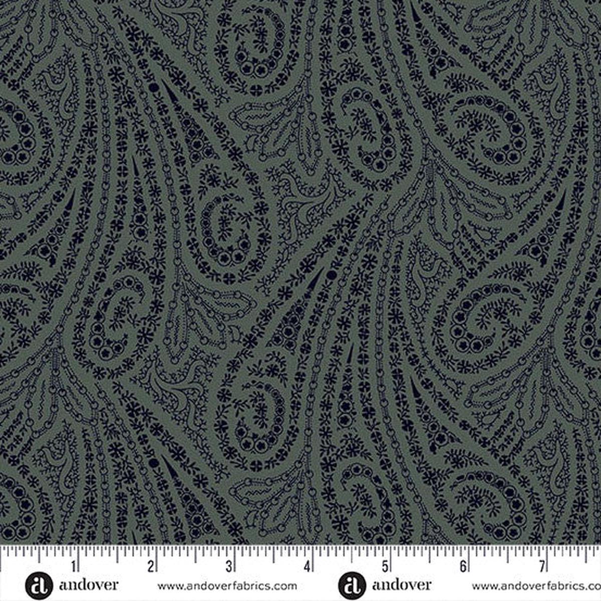 Grand Paisley Quilt Fabric by Jo Morton - Paisley in Pewter Gray - A-5866-C