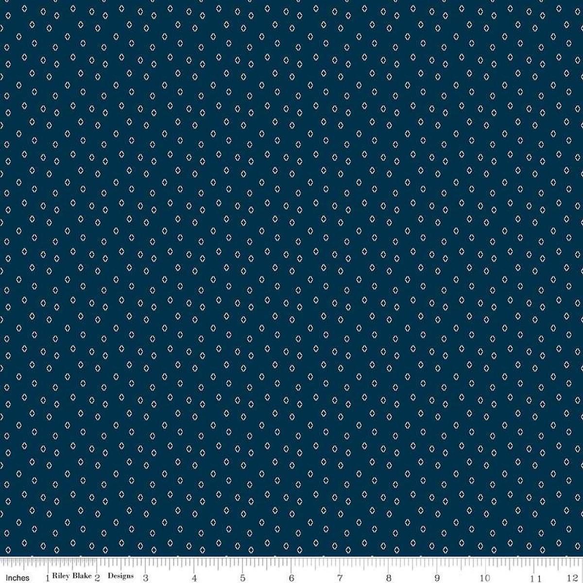 SALE Cheddar at Twilight Diamonds C15166 Navy - Riley Blake Designs - Small Geometric - Quilting Cotton Fabric