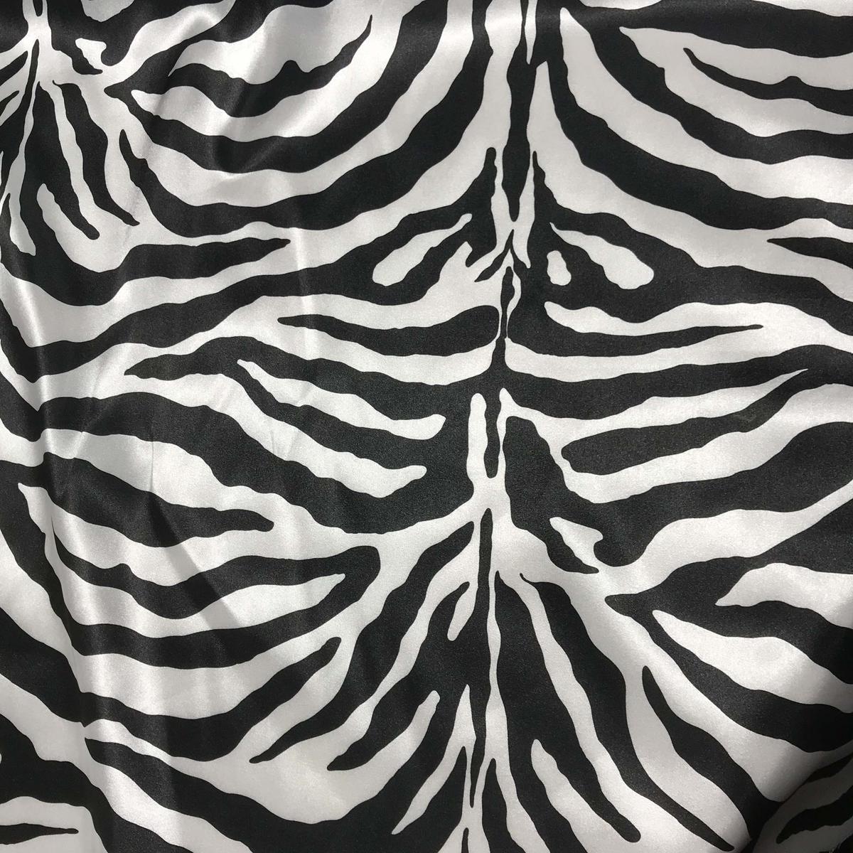 Black & White Zebra Stripes - Faux Silk Charmeuse Satin Fabric - 1/2 Yard