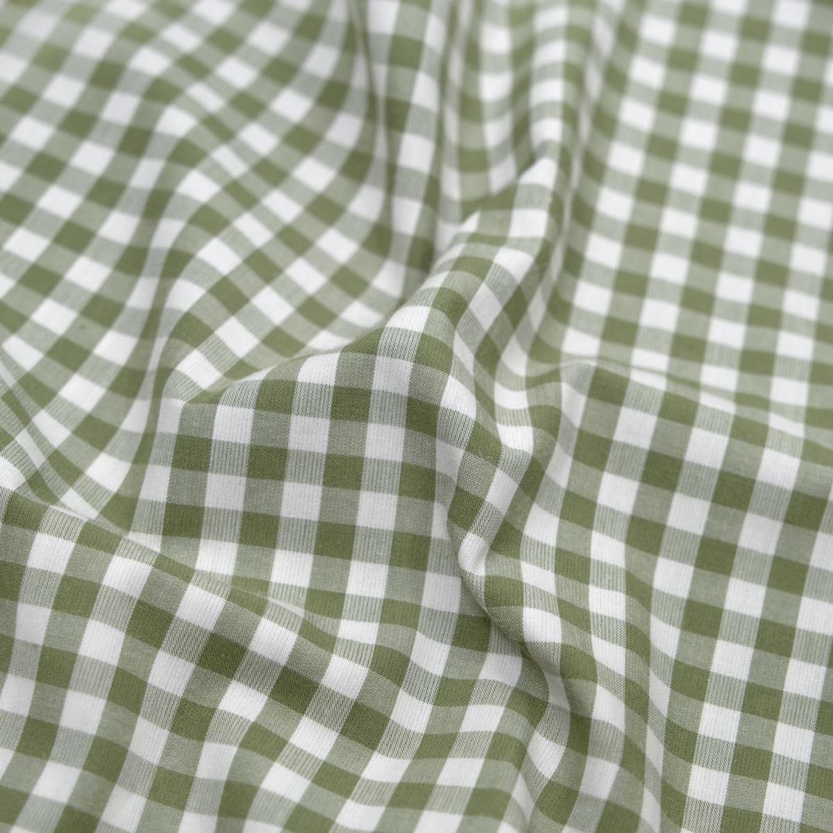 Confetti Mini Gingham Cotton Shirting - Fern/Ivory