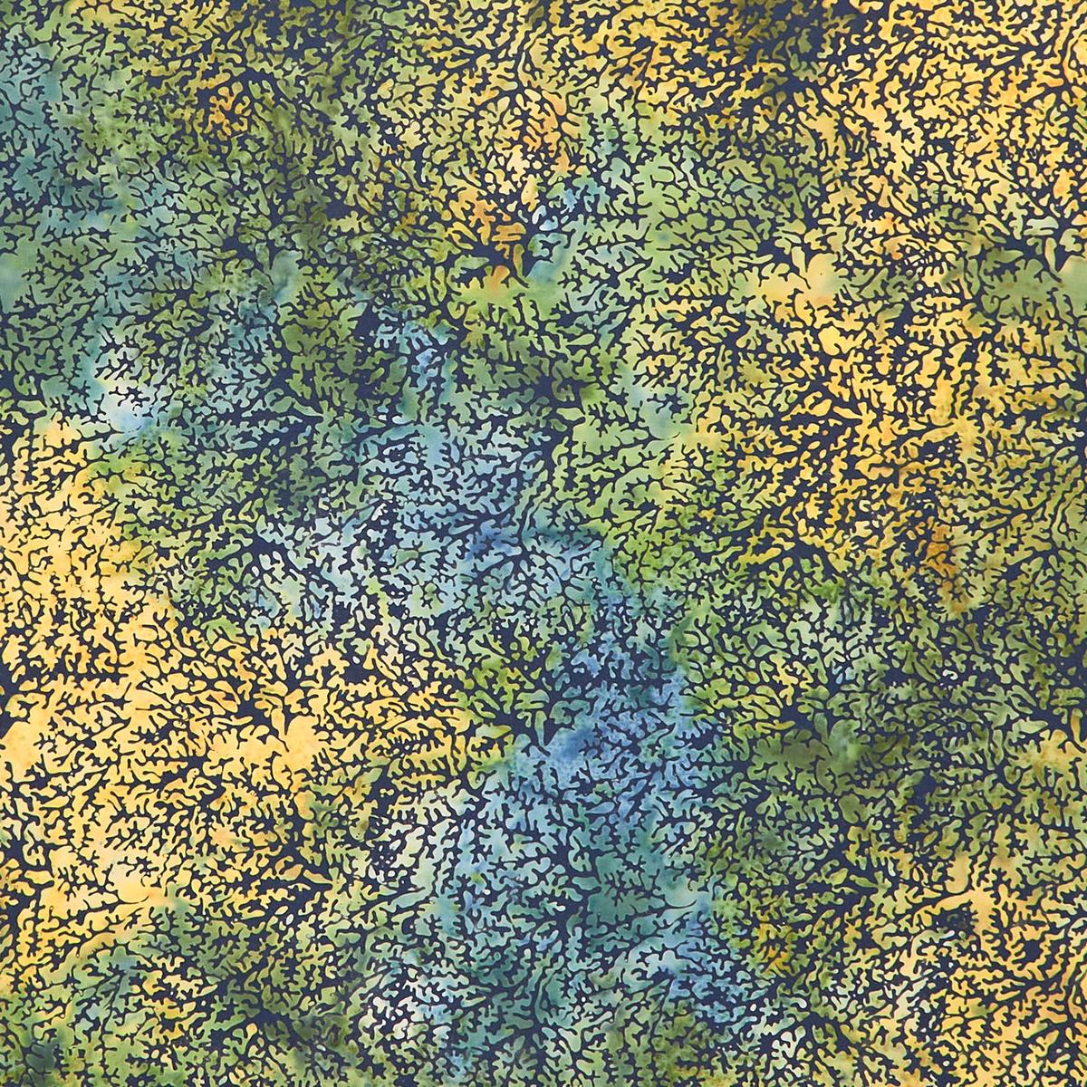 Turtle Cove Batiks - Coral Purple Green Flourite Yardage