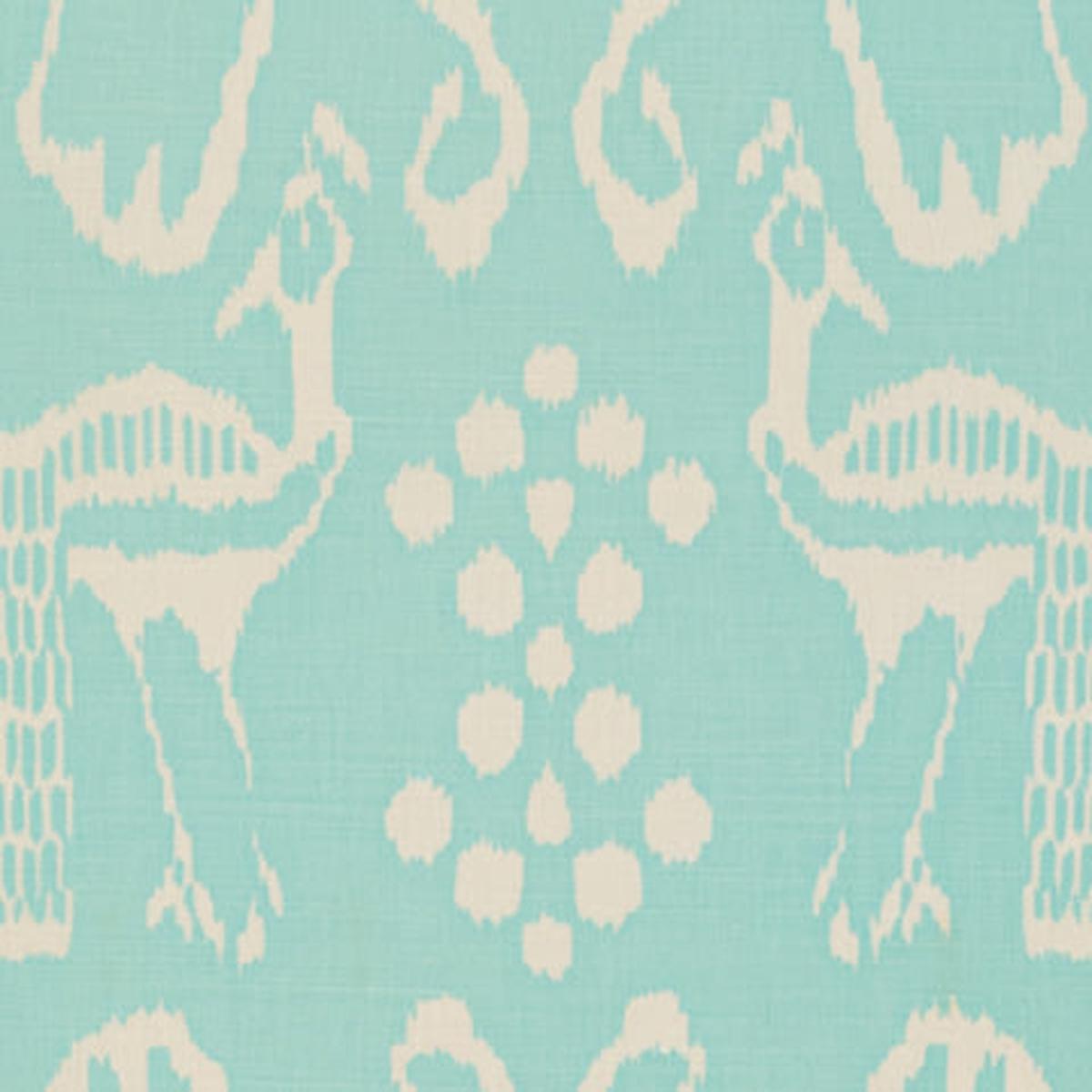 China Seas Fabric: Bali II - Custom Aqua on Tinted Belgian Linen / Cotton