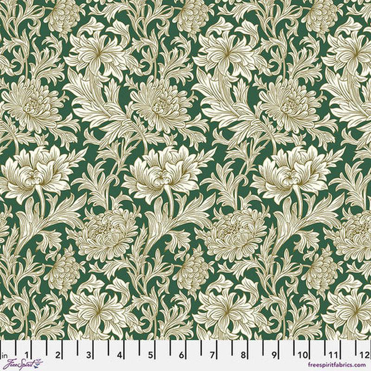 Fabric FreeSpirit Morris 038 Co Forest Chrysanthemum Toile Oxford Holiday by the Quarter Yard PWWM013