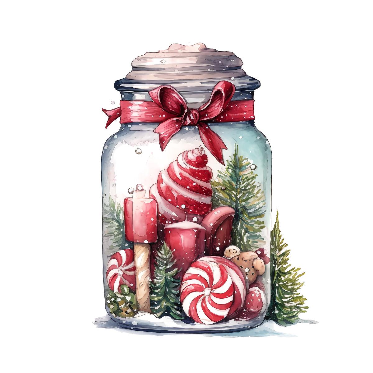 Christmas Eve Scene Jar 4 Fabric Panel