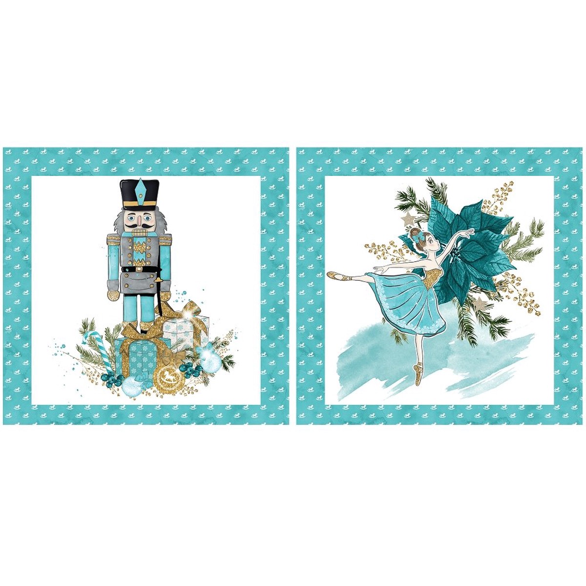 Elegant Nutcracker Pillow Panel - Blue