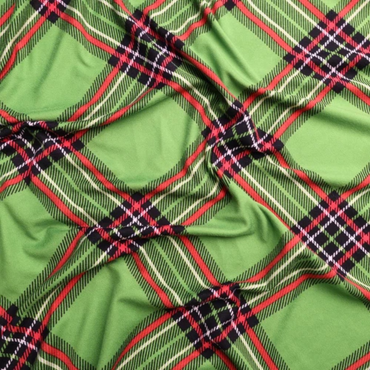Plaid Double Brushed Poly Spandex Jersey Knit Fabric (5 Colors) By the Yard