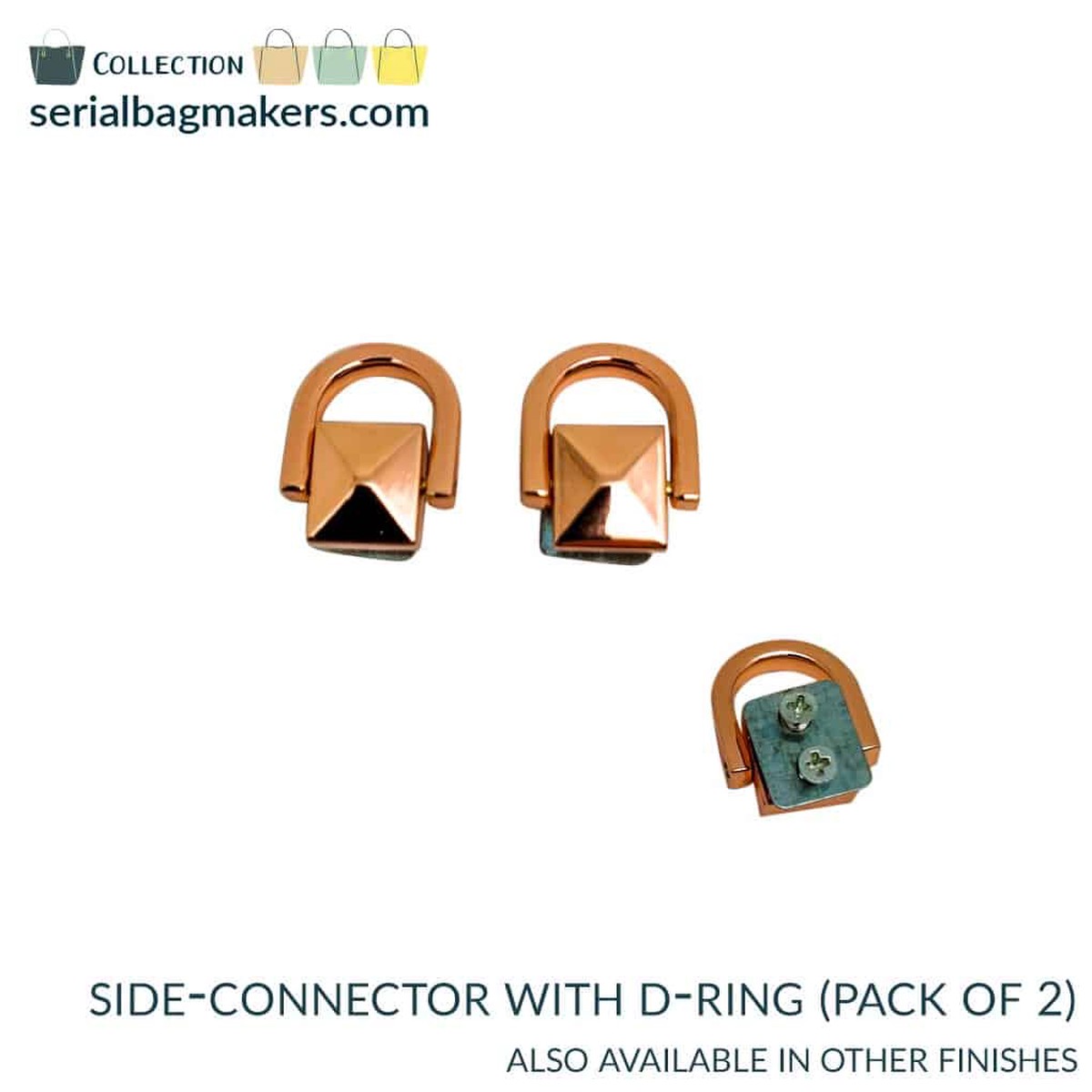 Serial Bagmakers 2 D-Ring Pyramid Chain Connectors 1/2 Rose Gold