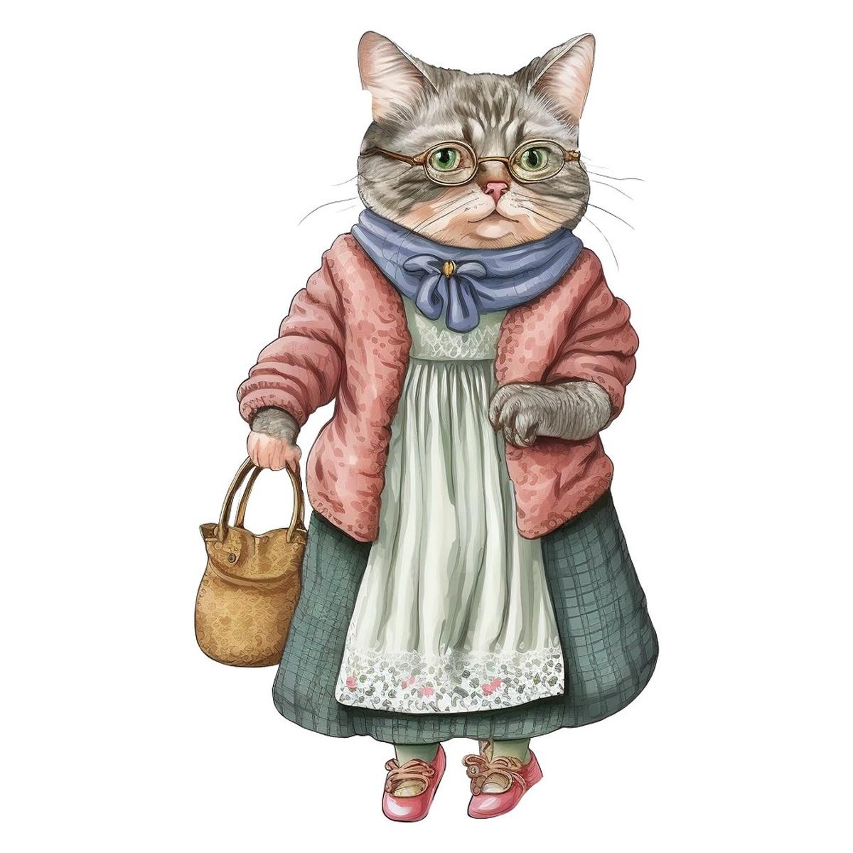 Cat Grandma #3 Fabric Panel