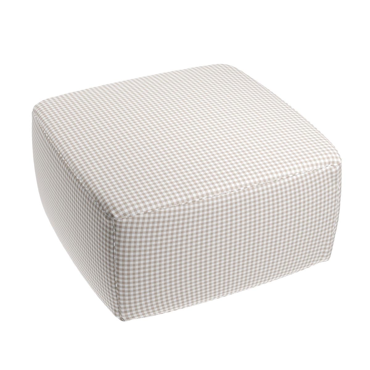 Square Pouf in Gingham - Hay
