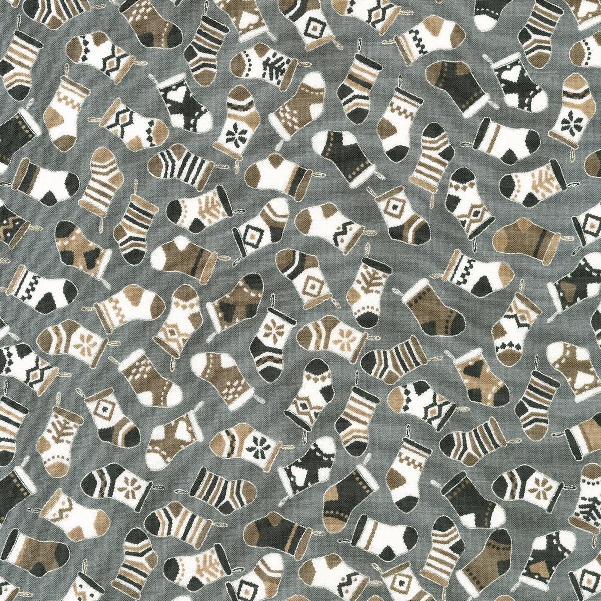Holiday Charms - Stockings Pewter Yardage