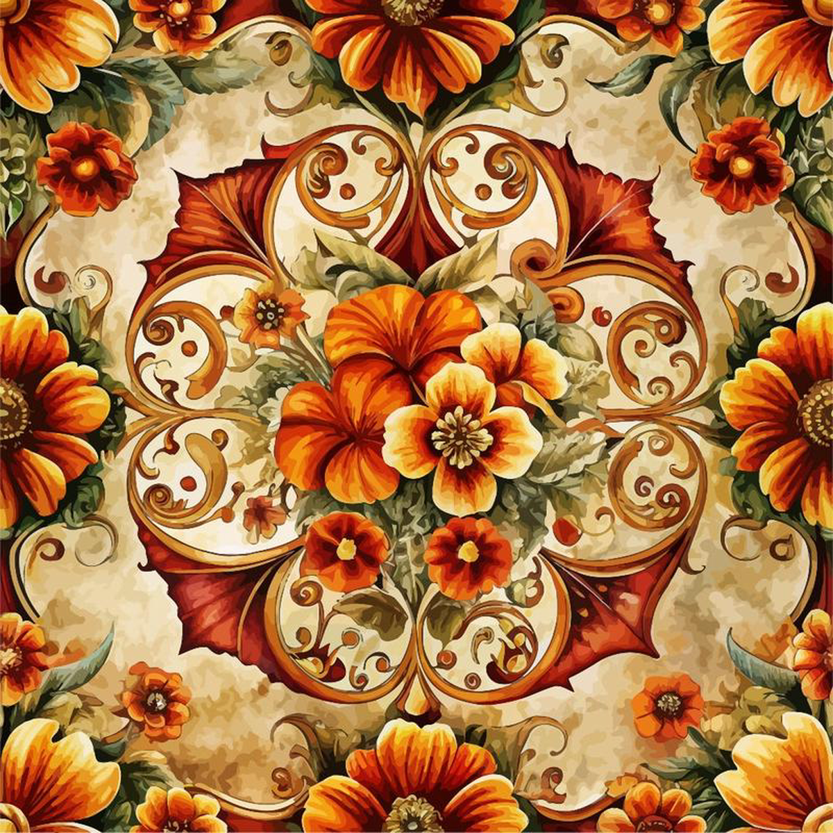 Baroque Florals Pattern 41 Quilting Cotton Fabric