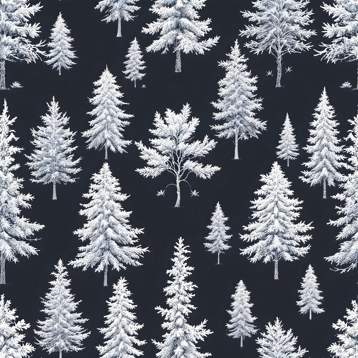 Frosty Winter Trees Pattern 15 Quilting Cotton Fabric