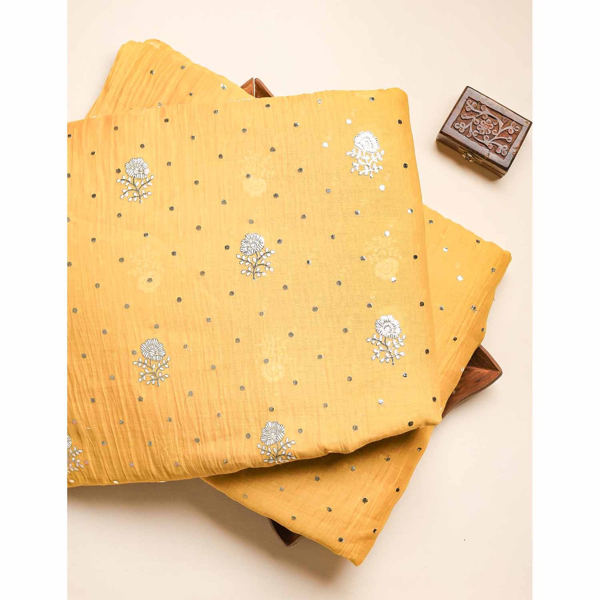 MUL CHANDERI MUKESH WORK FABRICS