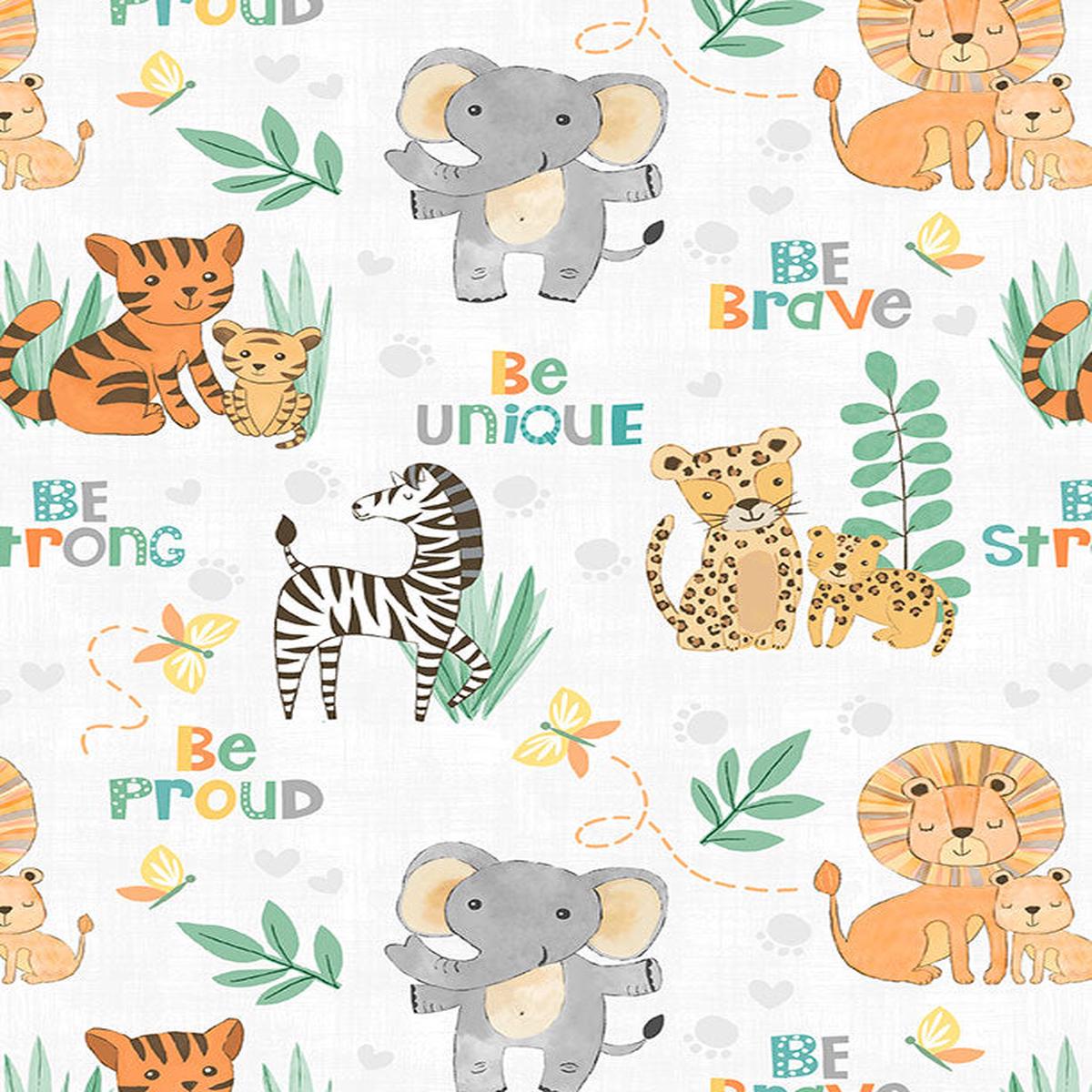Safari Snuggles Quilt Fabric - Critters Allover in Gray - 3073 42029 985