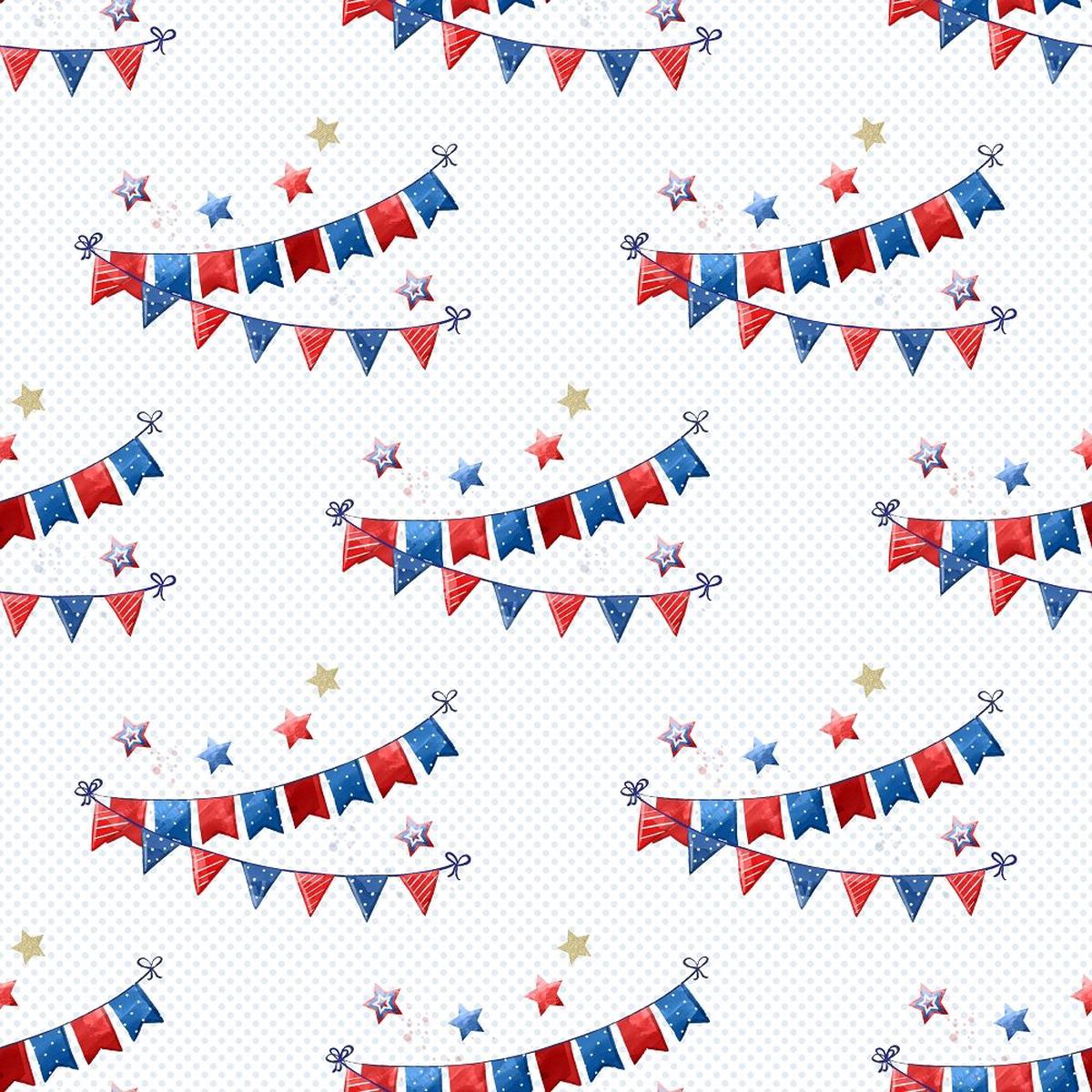 4th of July Garland Polka Dots Fabric - Blue