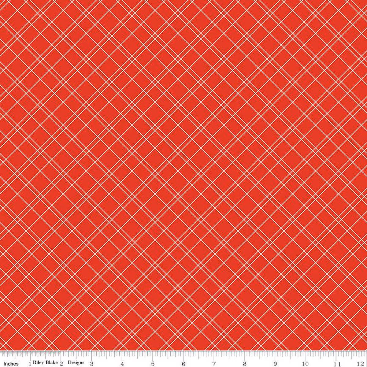 Fabric Riley Blake Strawberry Grid Simple Pleasures by the Quarter Yard C16657-STRAWBERRY