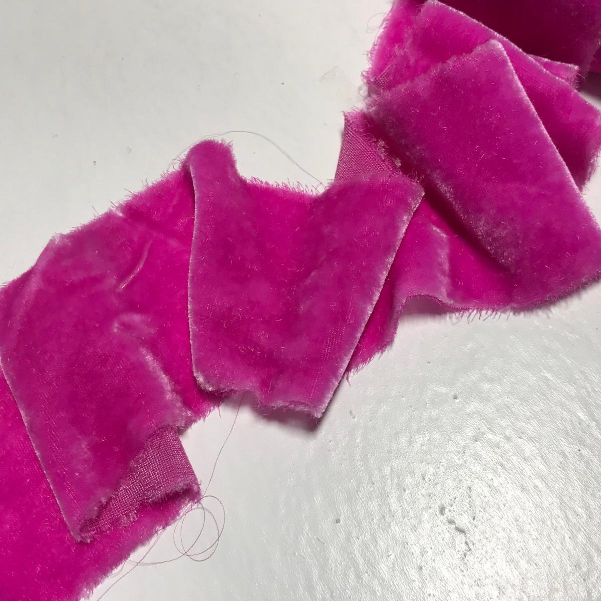 Hand Dyed Pink Orchid Silk Velvet Ribbon ( 4 Widths to choose from) - 2" wide