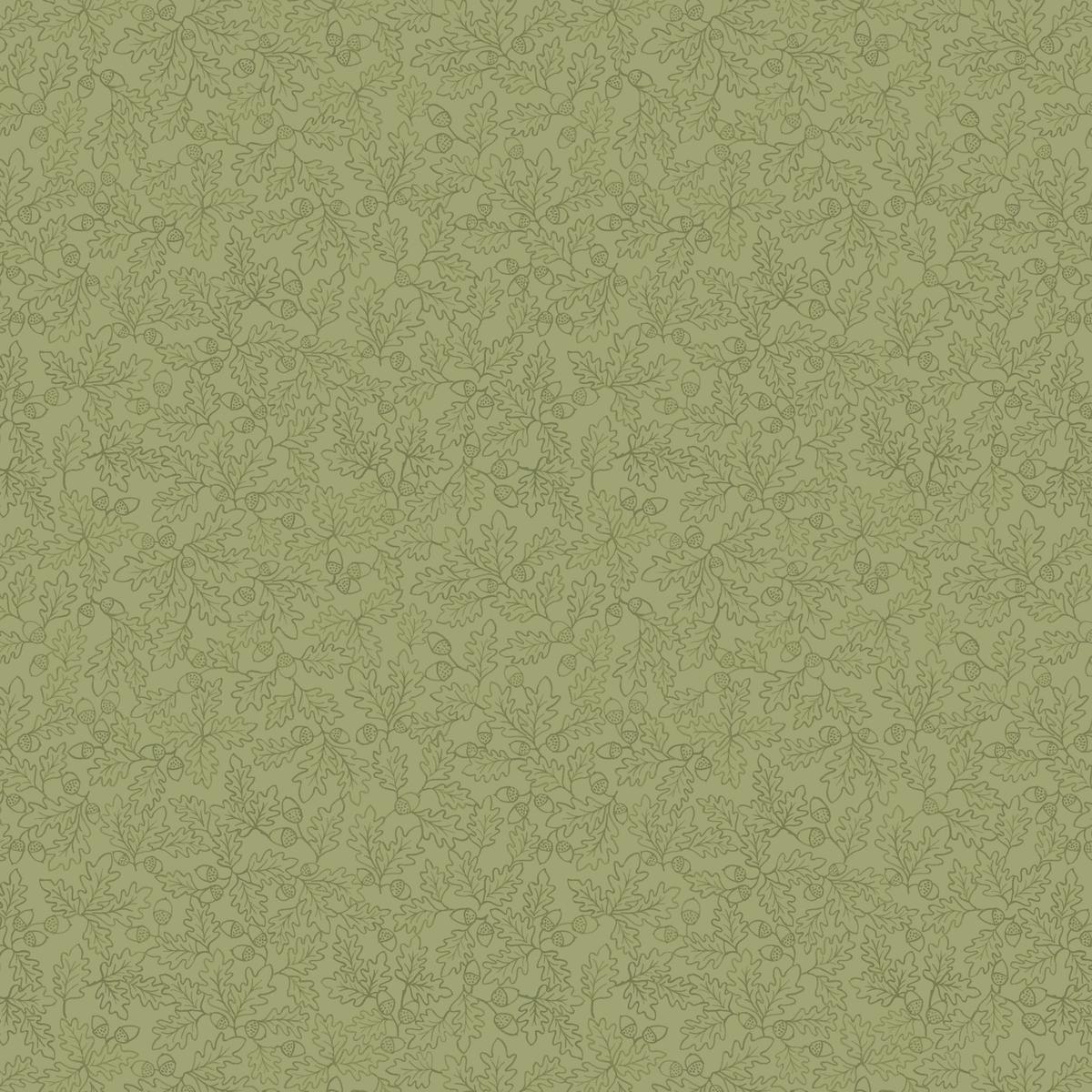 Lewis and Irene Old Quercus - Sketched Oak Leaves Woodland Green A933B