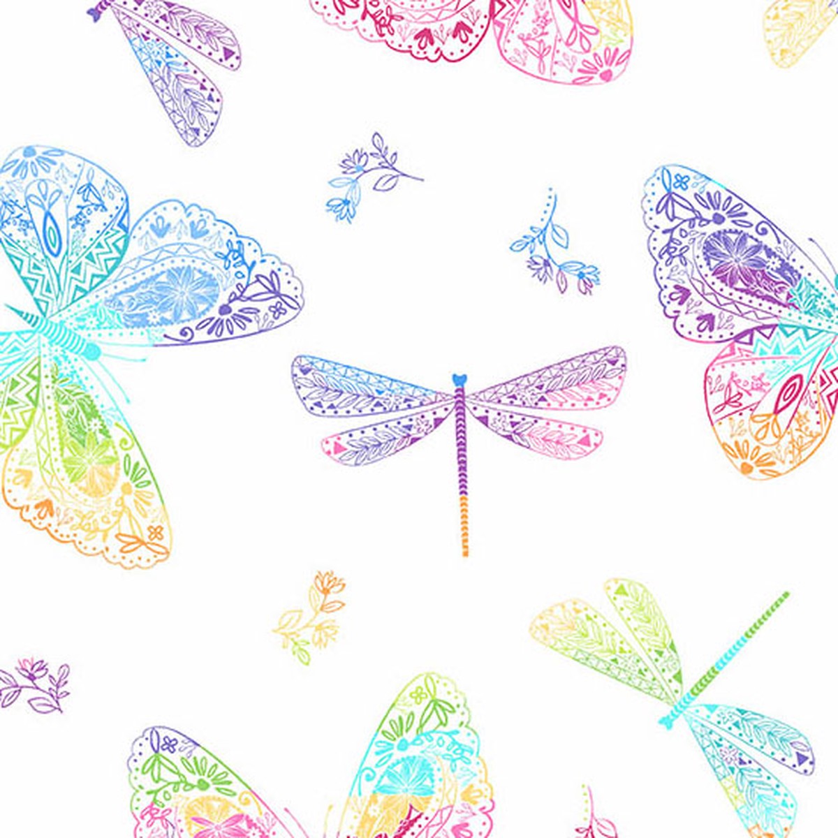 Rainbow Garden Butterflies White