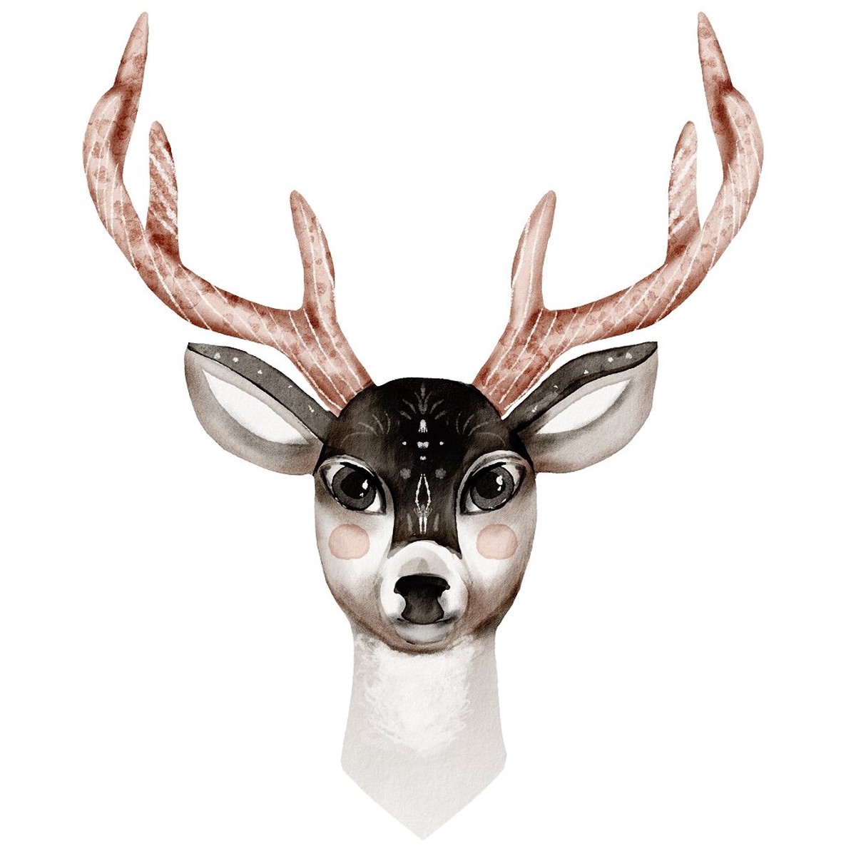 Northern Woods Deer Head 1 Fabric Panel