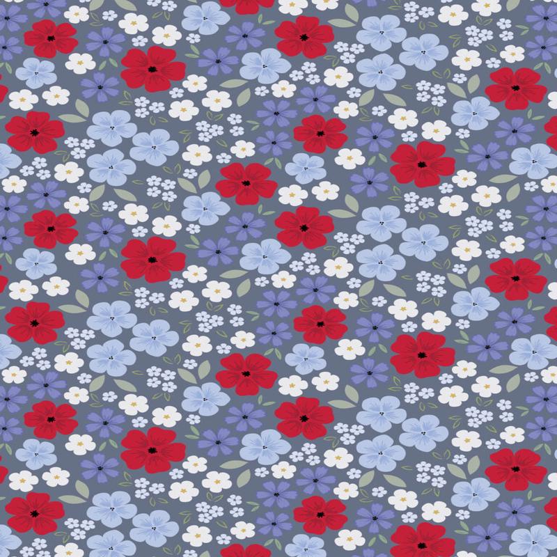 Forever Blooms Quilt Fabric - Floral Palette in Slate Grey/Gray - CC62.2