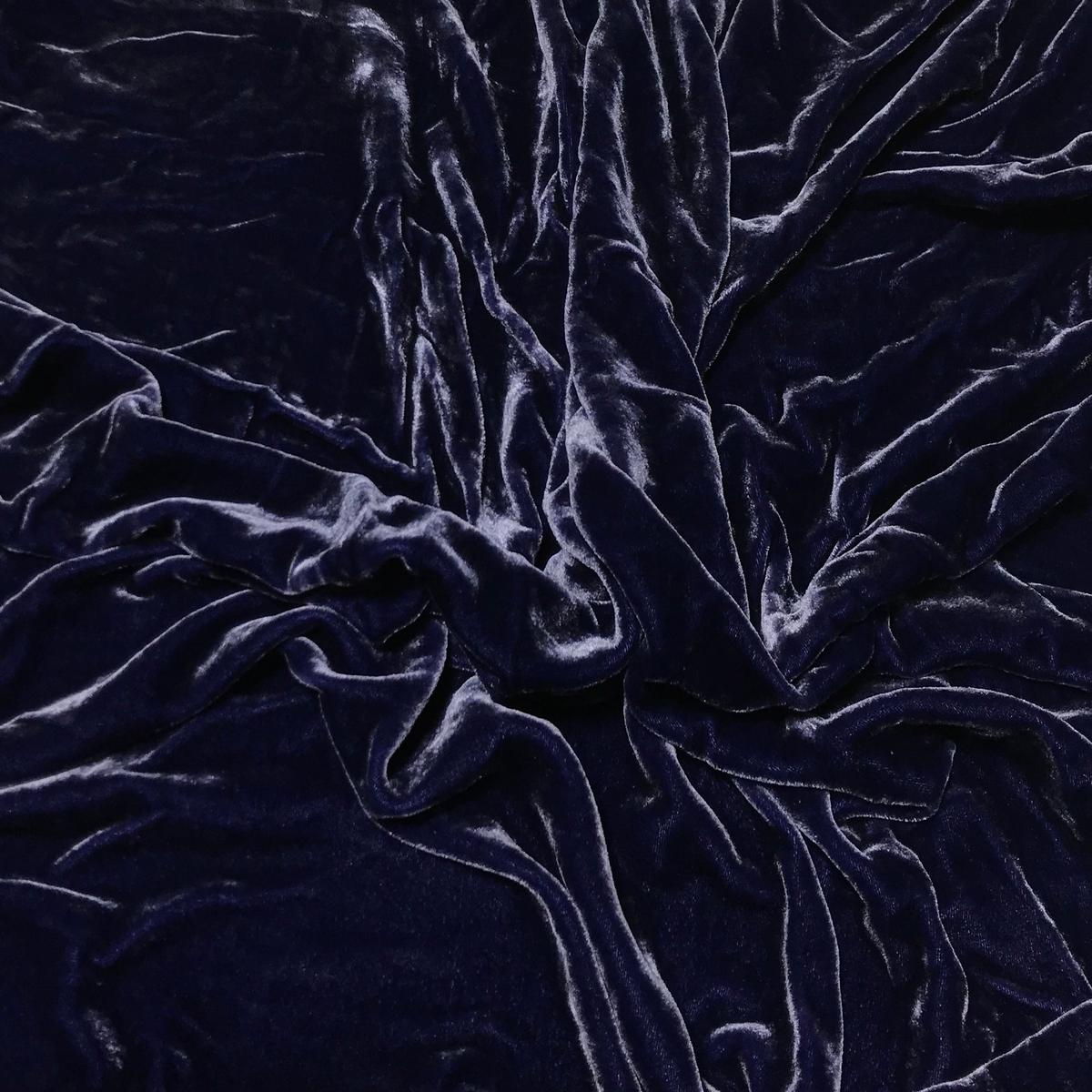 Midnight Blue - Hand Dyed Silk Velvet - 1/4 Yard x 45"