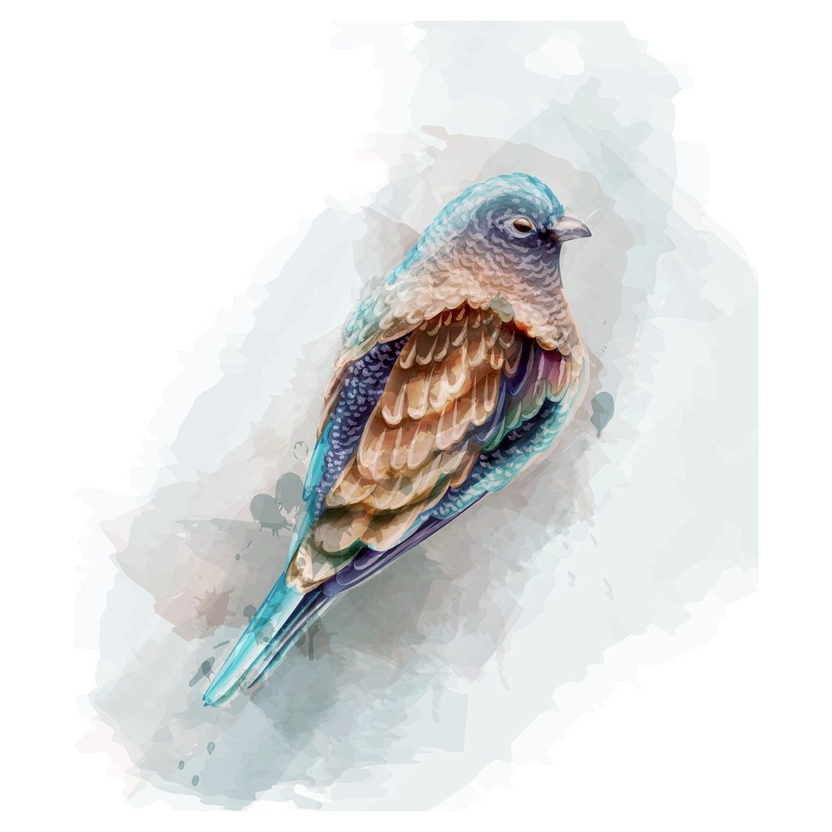 Tropical Bird Fabric Panel - BlueBrown