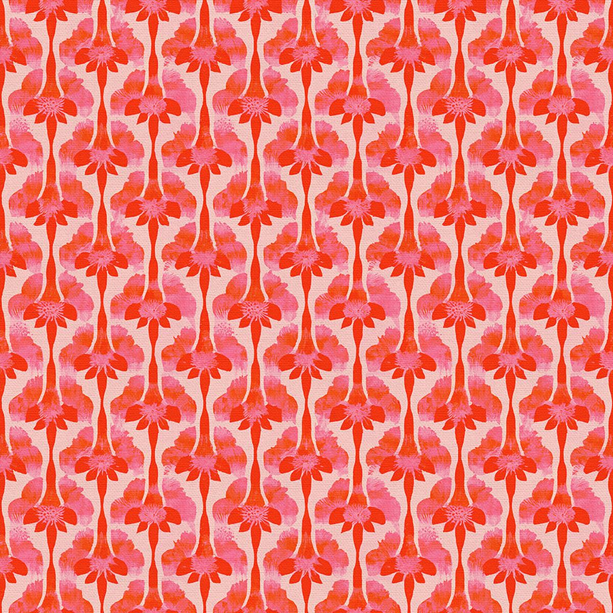 Abstract Stems - Red on Cream - Double Gauze