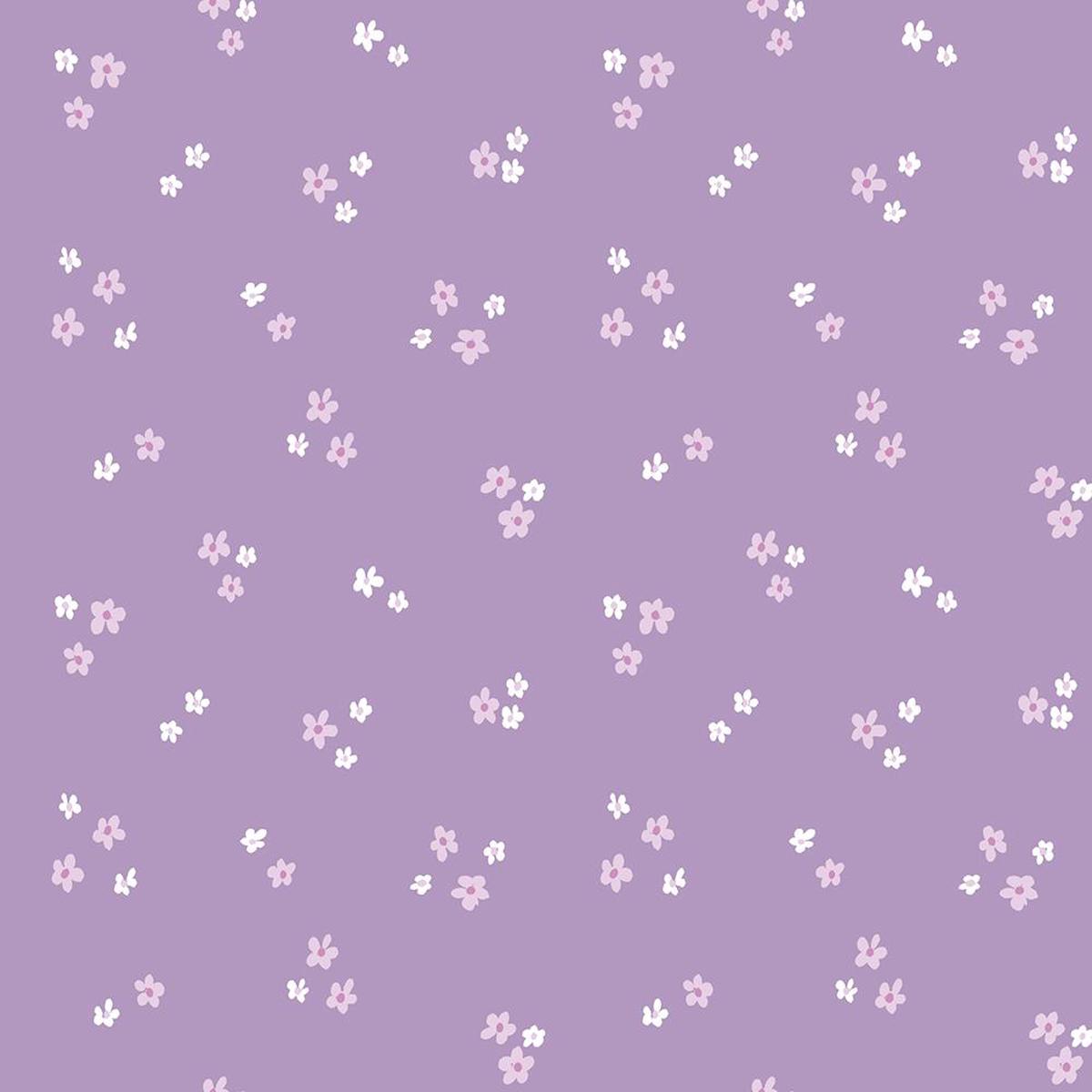 Cloud9 Fabrics - Bunny Blossoms by Dominika Godette - 100% Organic Cotton - Ditsy Flowers - Purple - Yardage