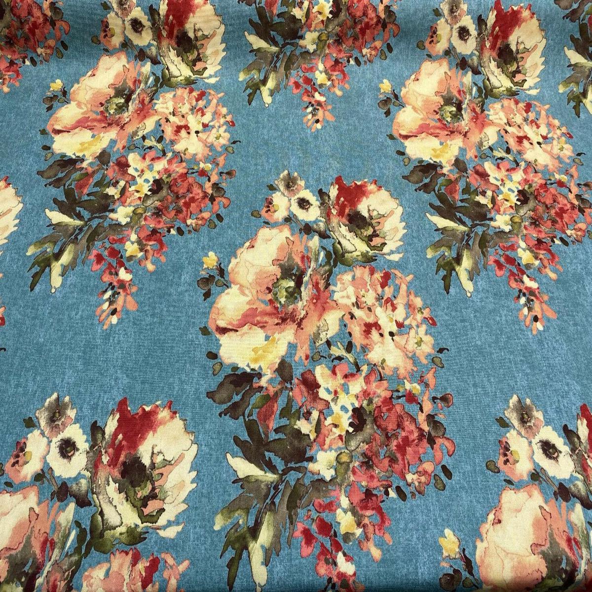 Swavelle Blue Rite Of Spring Flowers Fabric By the Yard