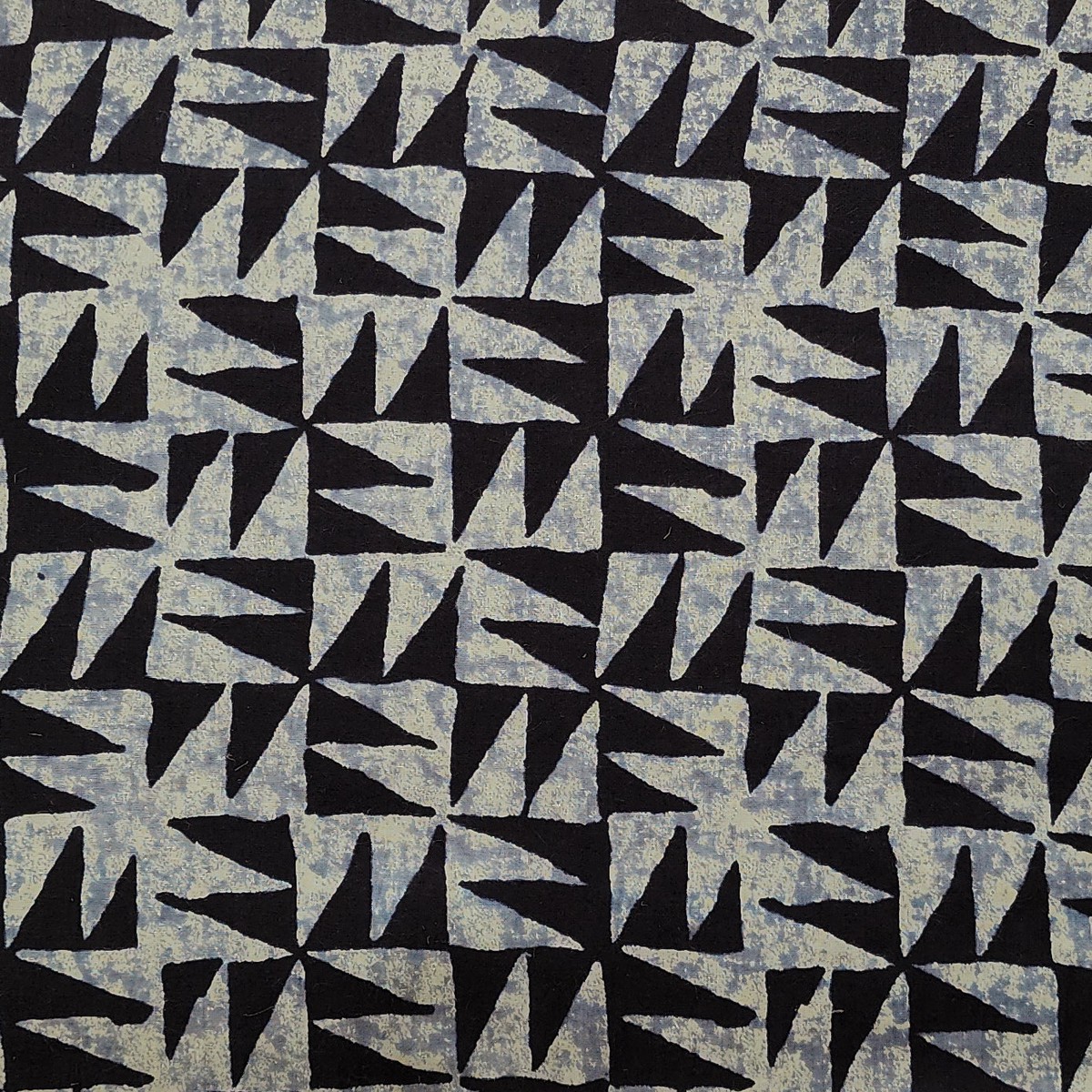 Pure Cotton Black With Grey Geometrical Design Screen Print Fabric