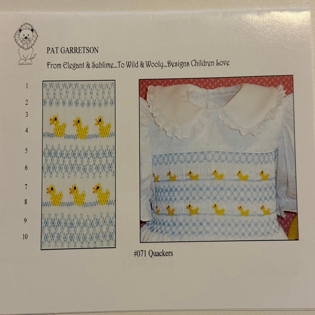 Pat Garretson Smocking Plates II - #071 QUACKERS