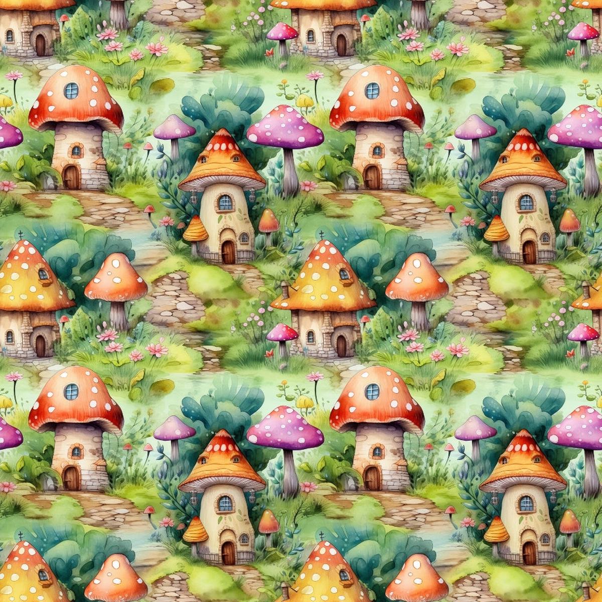 Fairy Houses Pattern 2 Quilting Cotton Fabric