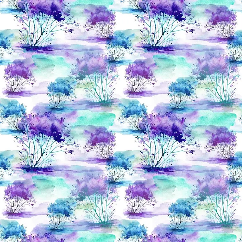 Watercolor Landscape Fabric - Purple