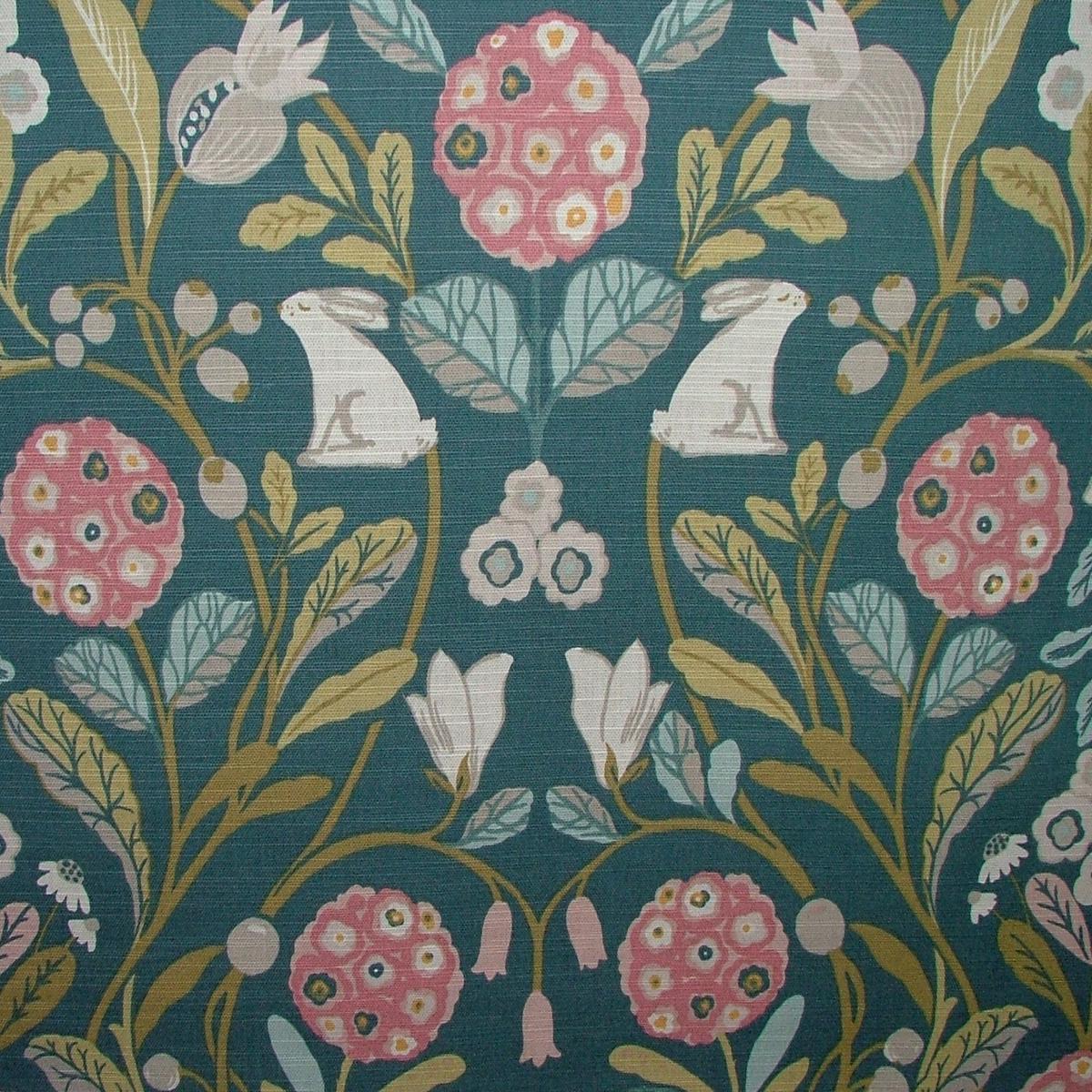 Curtain Upholstery Cushion Fabric SHERWOOD FOREST TEAL Slub Cotton - 13 Metre